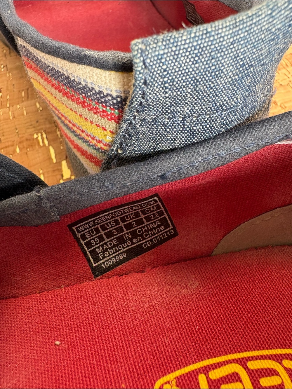Keen Kids Mary Jane Sneakers in Navy with Red, Yellow & Blue Stripes - Picture 5 of 8